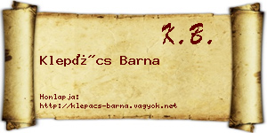 Klepács Barna névjegykártya